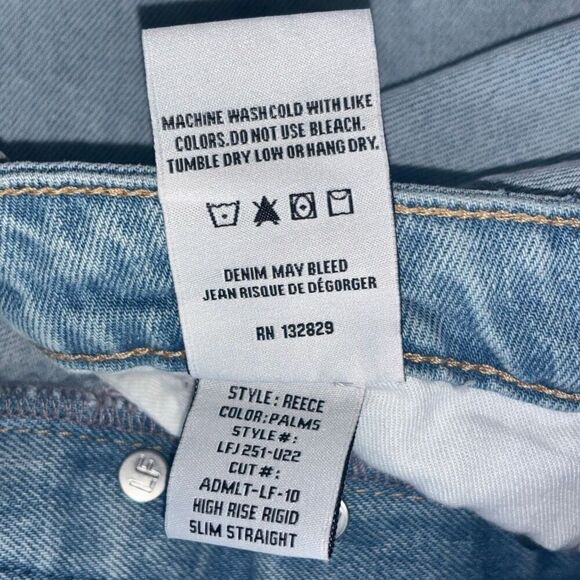 Lovers + Friends Reece High Rise Rigid Slim Straight Jeans In Palms 28 - Picture 7 of 15